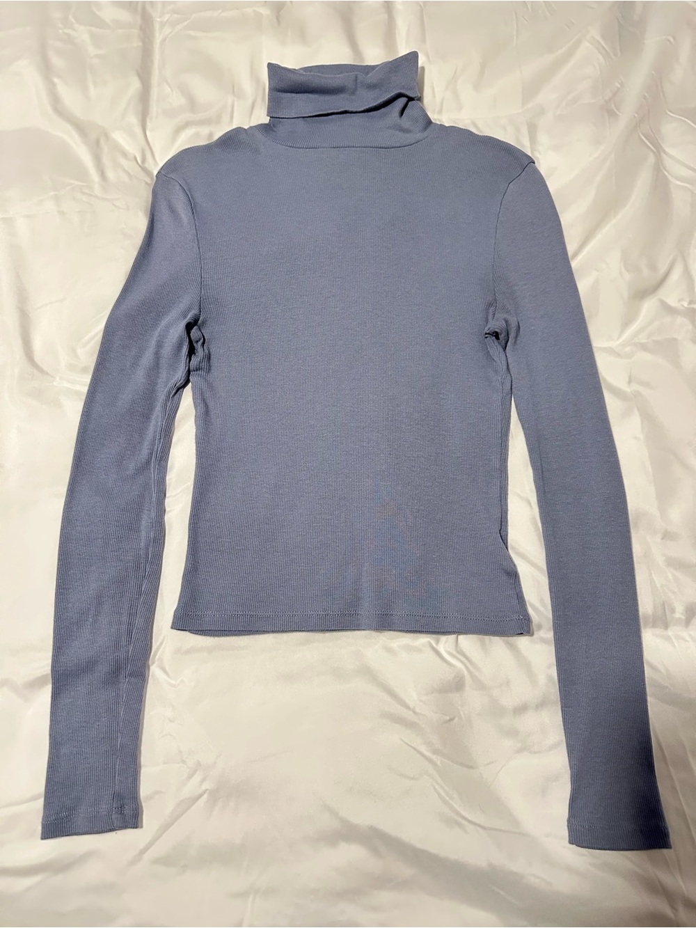 Madewell Long-Sleeve Crop Top Turtleneck - Soft Slate Blue